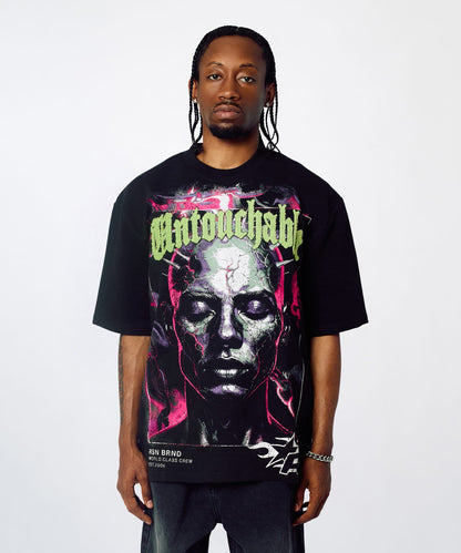 Untouchable Chenille Patched Short Sleeve Tee - Black | Reason Clothing Value