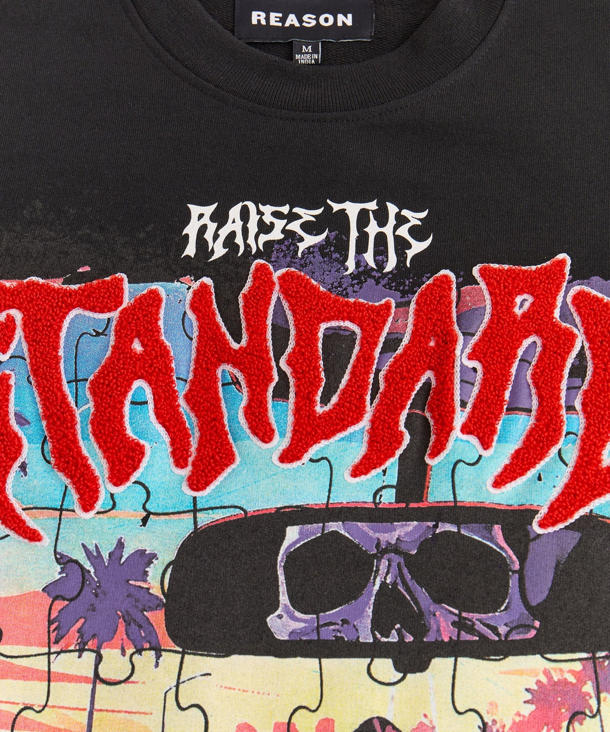 Raise The Standard Chenille Patched Short Sleeve Tee - Black | Reason Clothing Discount