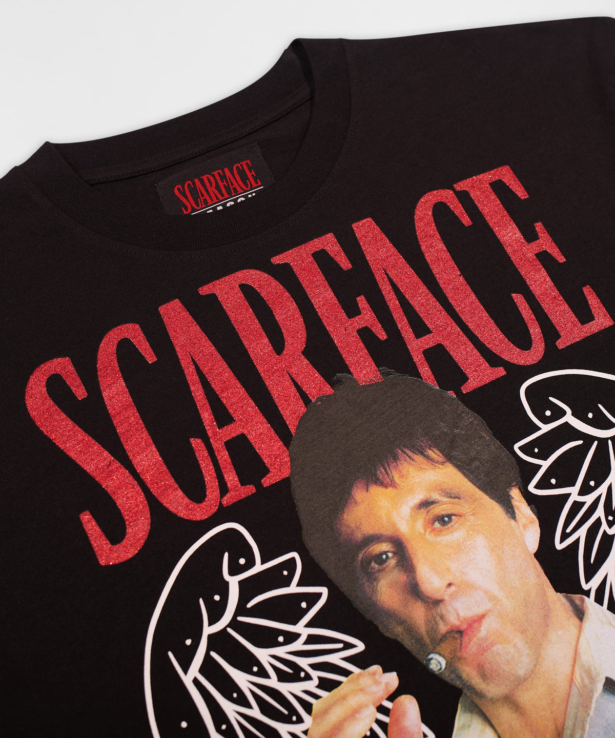Scarface Glittered Short Sleeve Tee - Black | Reason Clothing Best Seller