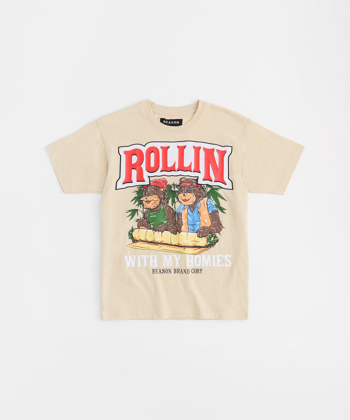 Cheech & Chong Rollin With My Homies Graphic Short Sleeve Tee - Khaki | Reason Clothing Trending