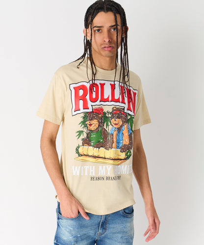 Cheech & Chong Rollin With My Homies Graphic Short Sleeve Tee - Khaki | Reason Clothing Trending