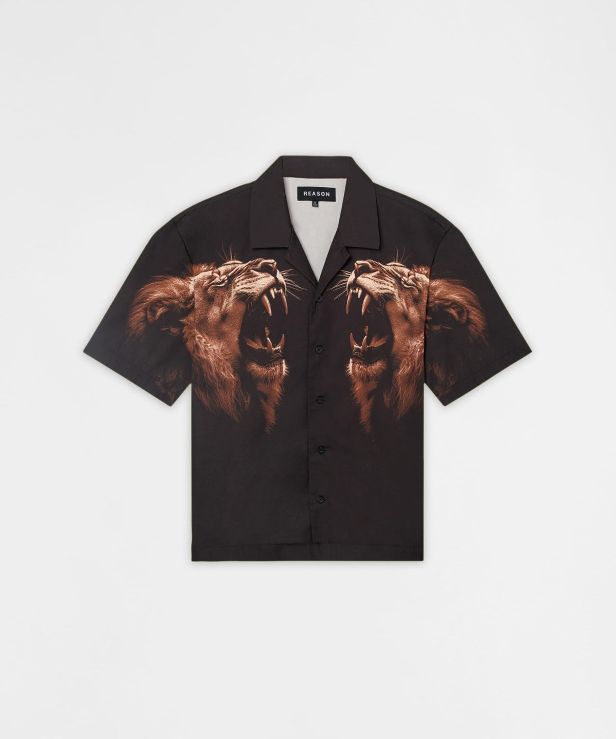 King's Roar Viscose Button Down Short Sleeve Shirt - Black | Reason Clothing Deals
