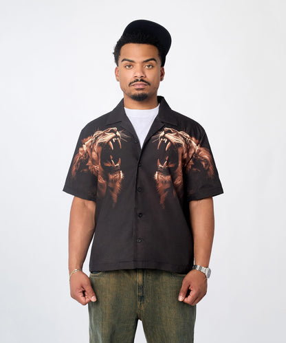 King's Roar Viscose Button Down Short Sleeve Shirt - Black | Reason Clothing Deals