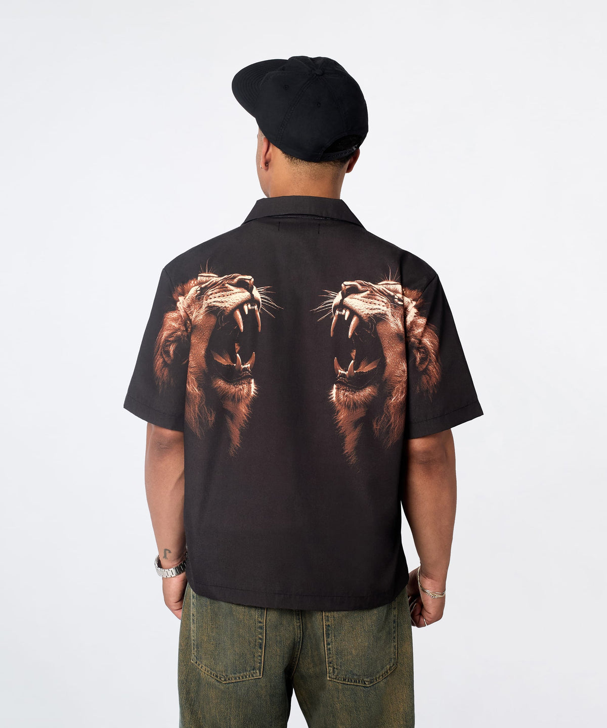 King's Roar Viscose Button Down Short Sleeve Shirt - Black | Reason Clothing Deals
