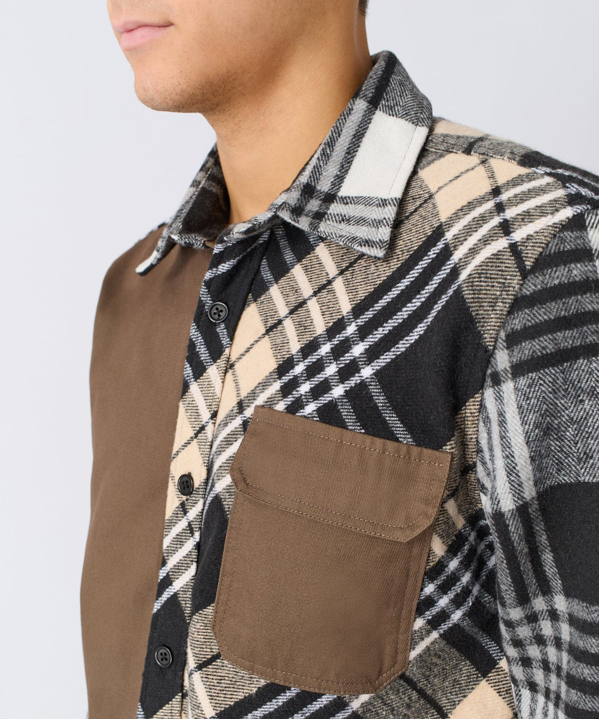 Snakes Flannel Checkered Button Down Long Sleeve Shirt - Grey | Reason Clothing Sale