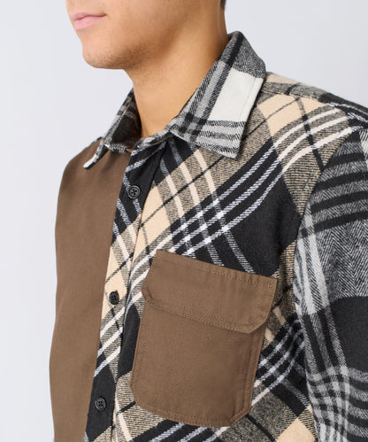 Snakes Flannel Checkered Button Down Long Sleeve Shirt - Grey | Reason Clothing Sale