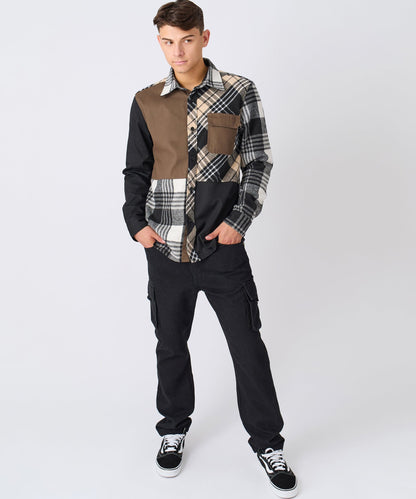Snakes Flannel Checkered Button Down Long Sleeve Shirt - Grey | Reason Clothing Sale