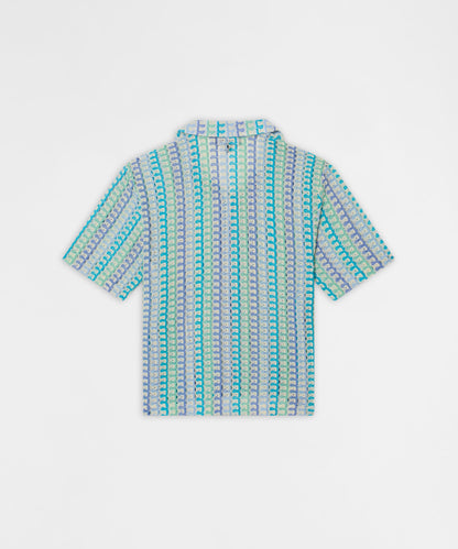 Ocean Escape Button-Down Textured Knit Short Sleeve Shirt - Multicolor | Reason Clothing Great Value