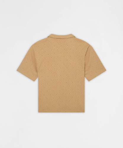 Diamond Pattern Textured Knit Button-Down Shirt - Taupe | Reason Clothing Discount