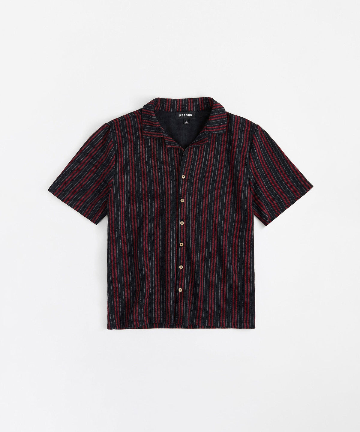Nightshift Jacquard Button Down Short Sleeve Knit Shirt - Black | Reason Clothing Best Price