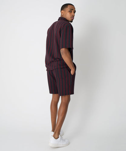 Nightshift Jacquard Button Down Short Sleeve Knit Shirt - Black | Reason Clothing Best Price
