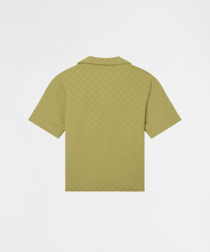 Jacquard Knit Short Sleeve Button-Down Shirt - Olive Green | Reason Clothing Hot Sale