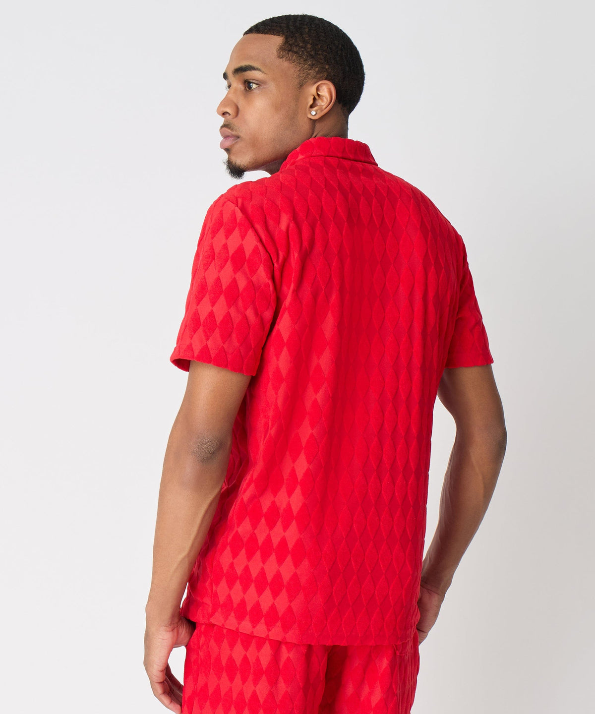 Diamond Viscose Button-Down Shirt - Red | Reason Clothing Everyday