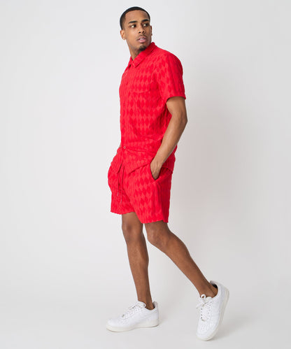 Diamond Viscose Button-Down Shirt - Red | Reason Clothing Everyday