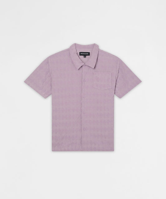 Diamond Plate Viscose Short Sleeve Shirt - Mauve | Reason Clothing Premium