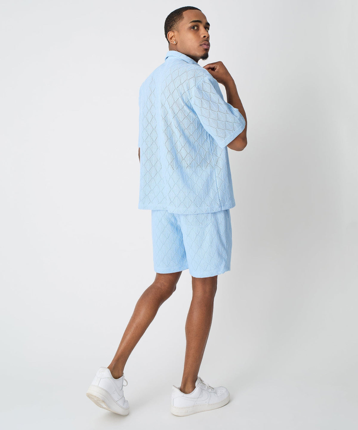 Diamond Plate Viscose Short Sleeve Shirt - Light Blue | Reason Clothing Trusted