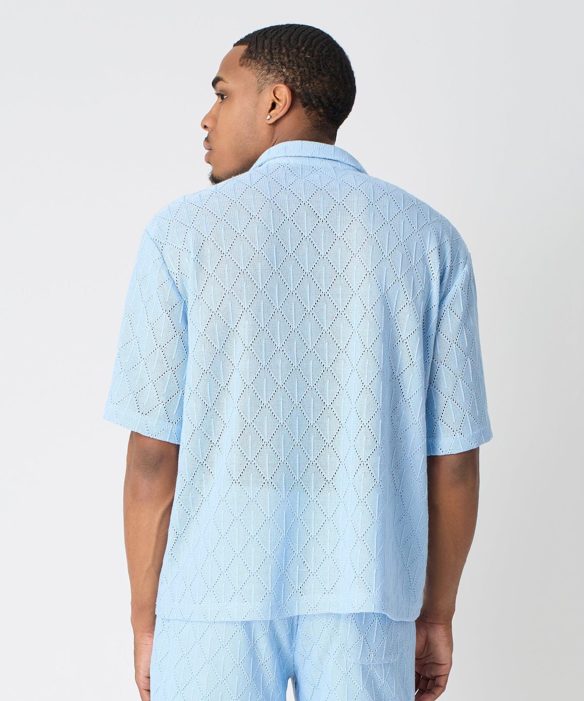 Diamond Plate Viscose Short Sleeve Shirt - Light Blue | Reason Clothing Trusted