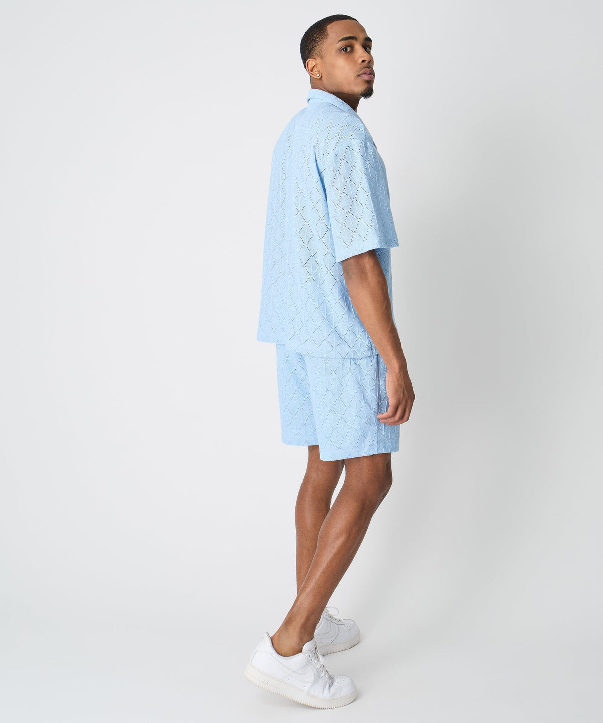 Diamond Plate Viscose Short Sleeve Shirt - Light Blue | Reason Clothing Trusted