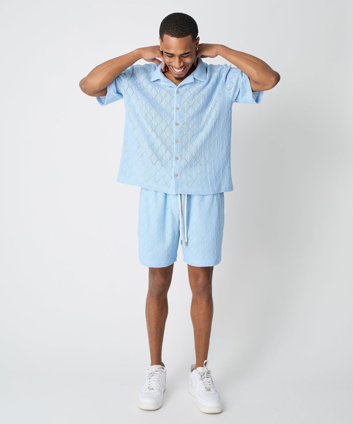 Diamond Plate Viscose Short Sleeve Shirt - Light Blue | Reason Clothing Trusted