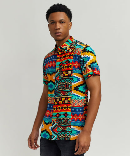 Aztec Print S/S Shirt | Reason Clothing Premium