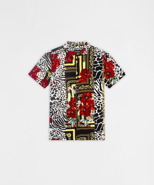 Floral & Chains Woven Shirt - Red | Reason Clothing New