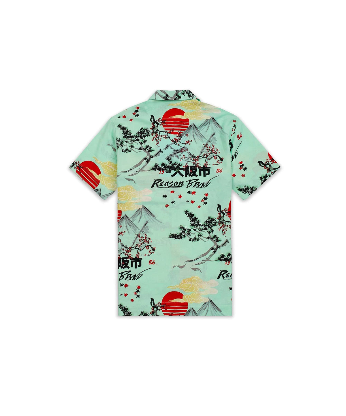 Mount Fuji Viscose Button-Down Short Sleeve Shirt - Mint | Reason Clothing Exclusive