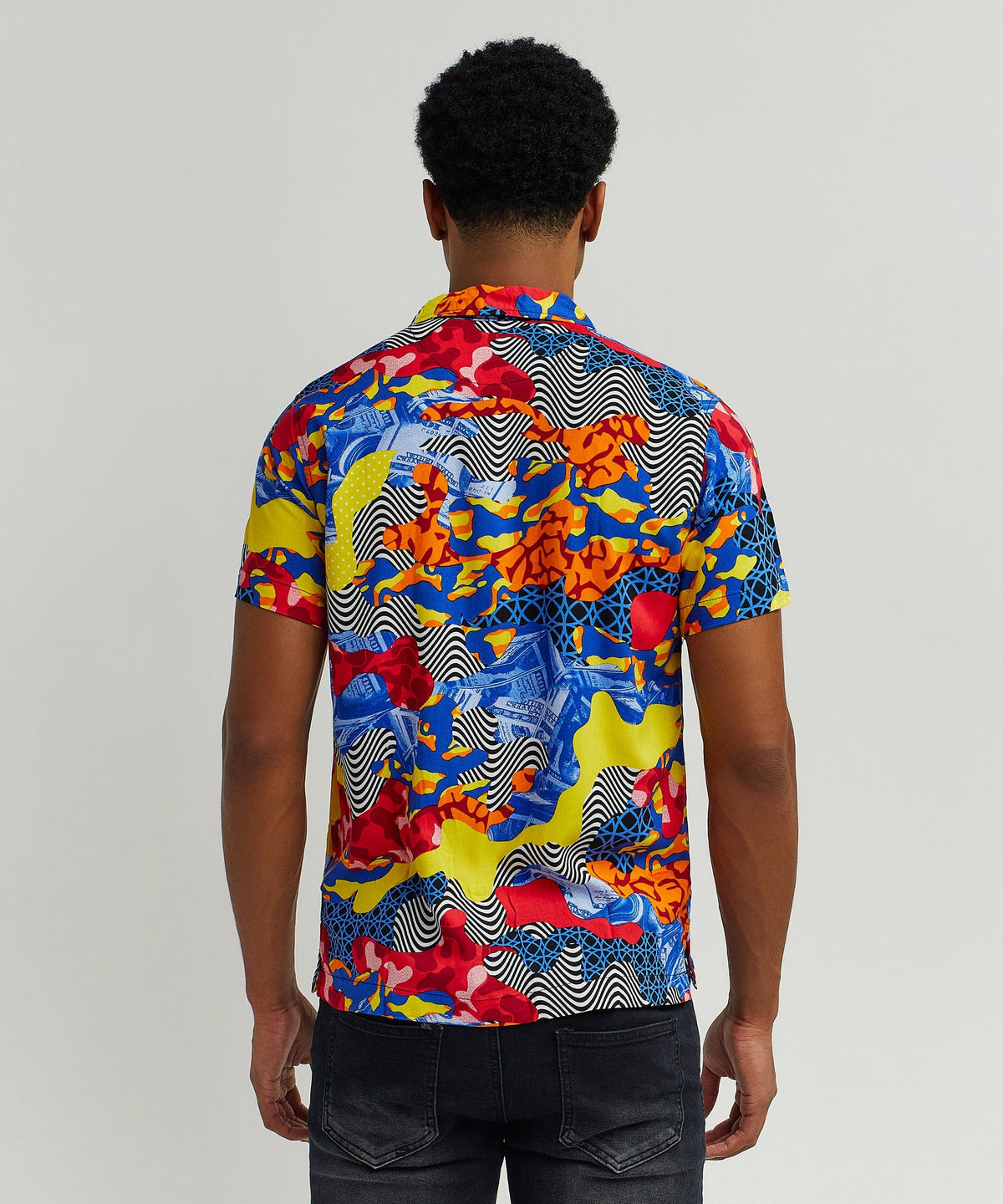 Wavy Viscose Button-Down Short Sleeve Shirt - Multicolor | Reason Clothing Latest