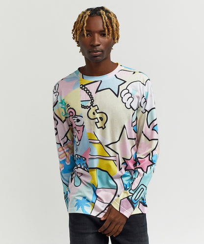 Cartoon Allover Print Long Sleeve Tee | Reason Clothing Trending