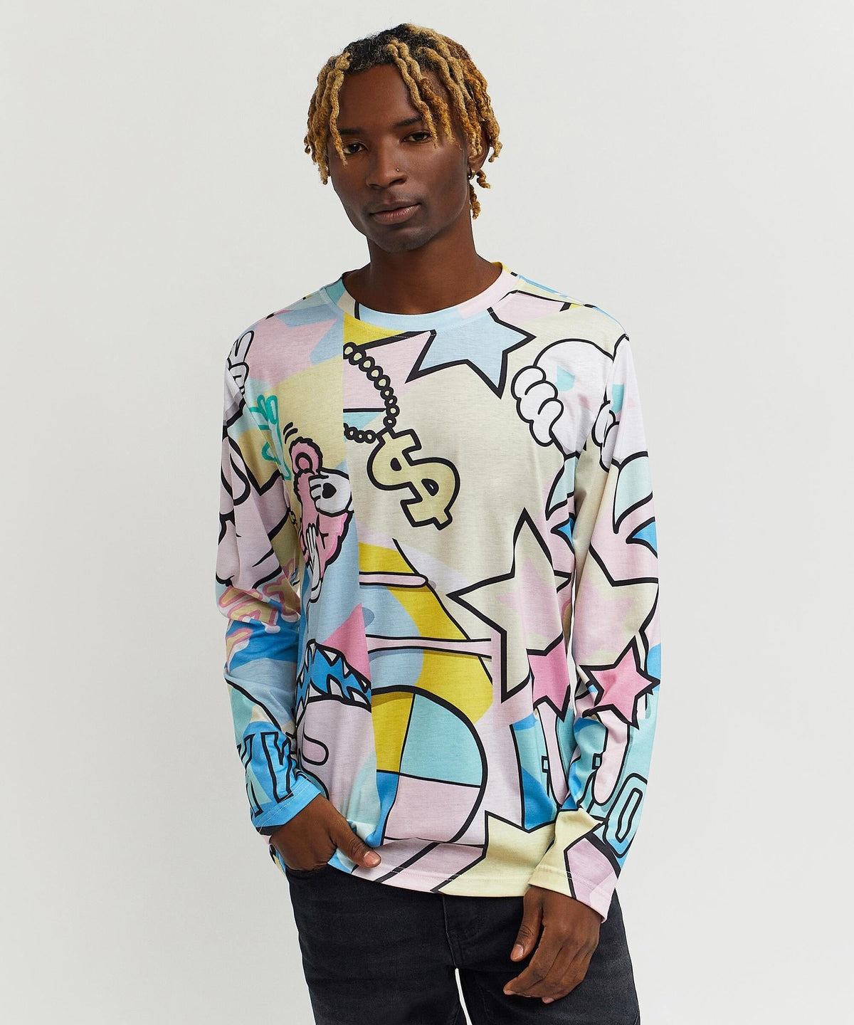 Cartoon Allover Print Long Sleeve Tee | Reason Clothing Trending