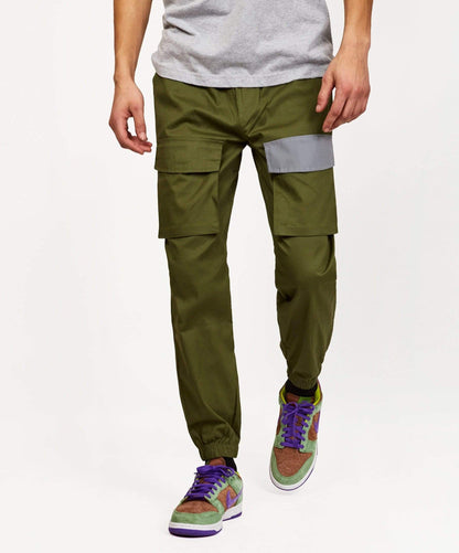 Mind Reflective Detail Twill Cargo Pants - Green | Reason Clothing Premium