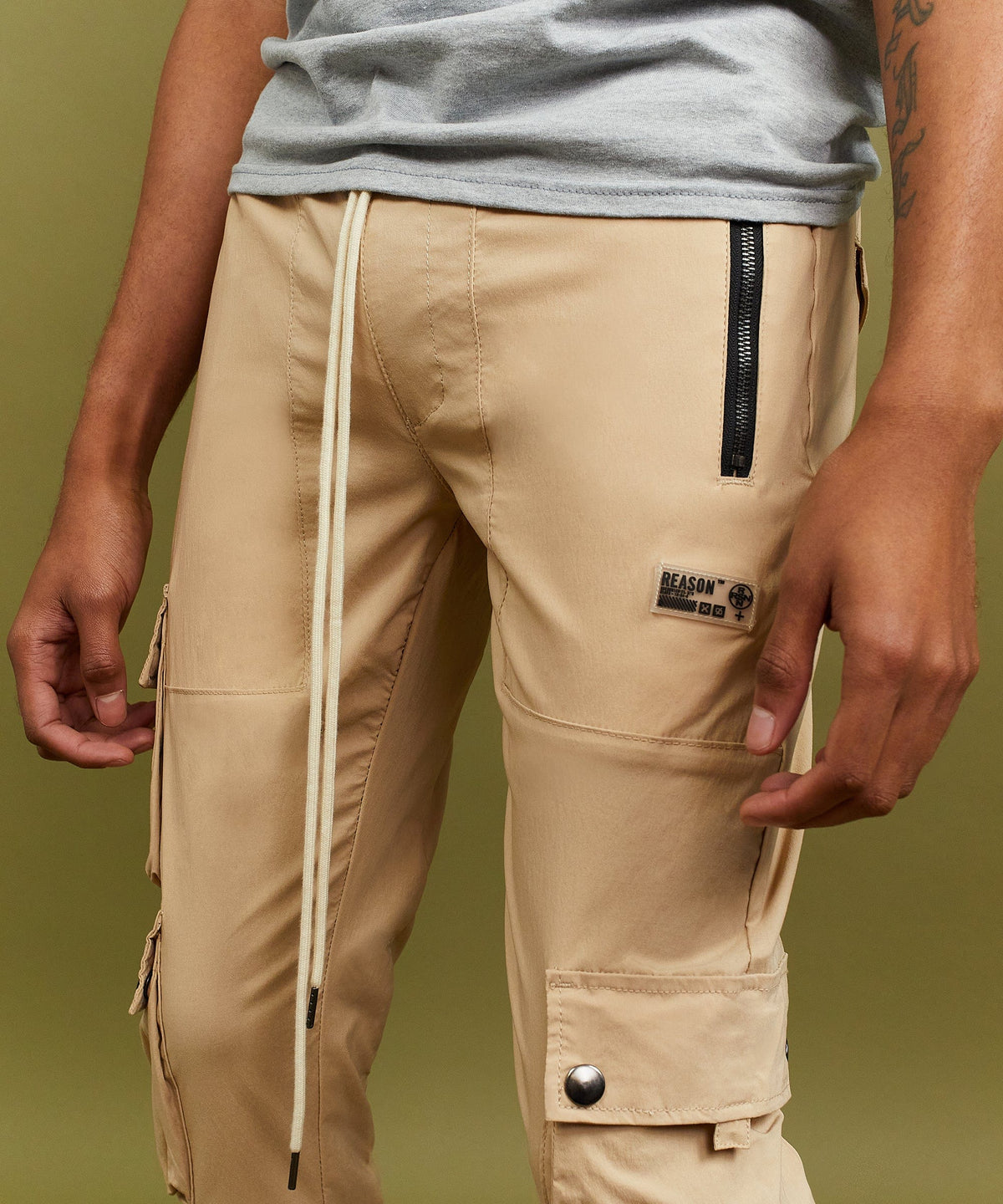 Cargo Stretch Nylon Utility Khaki Pants | Reason Clothing Discount