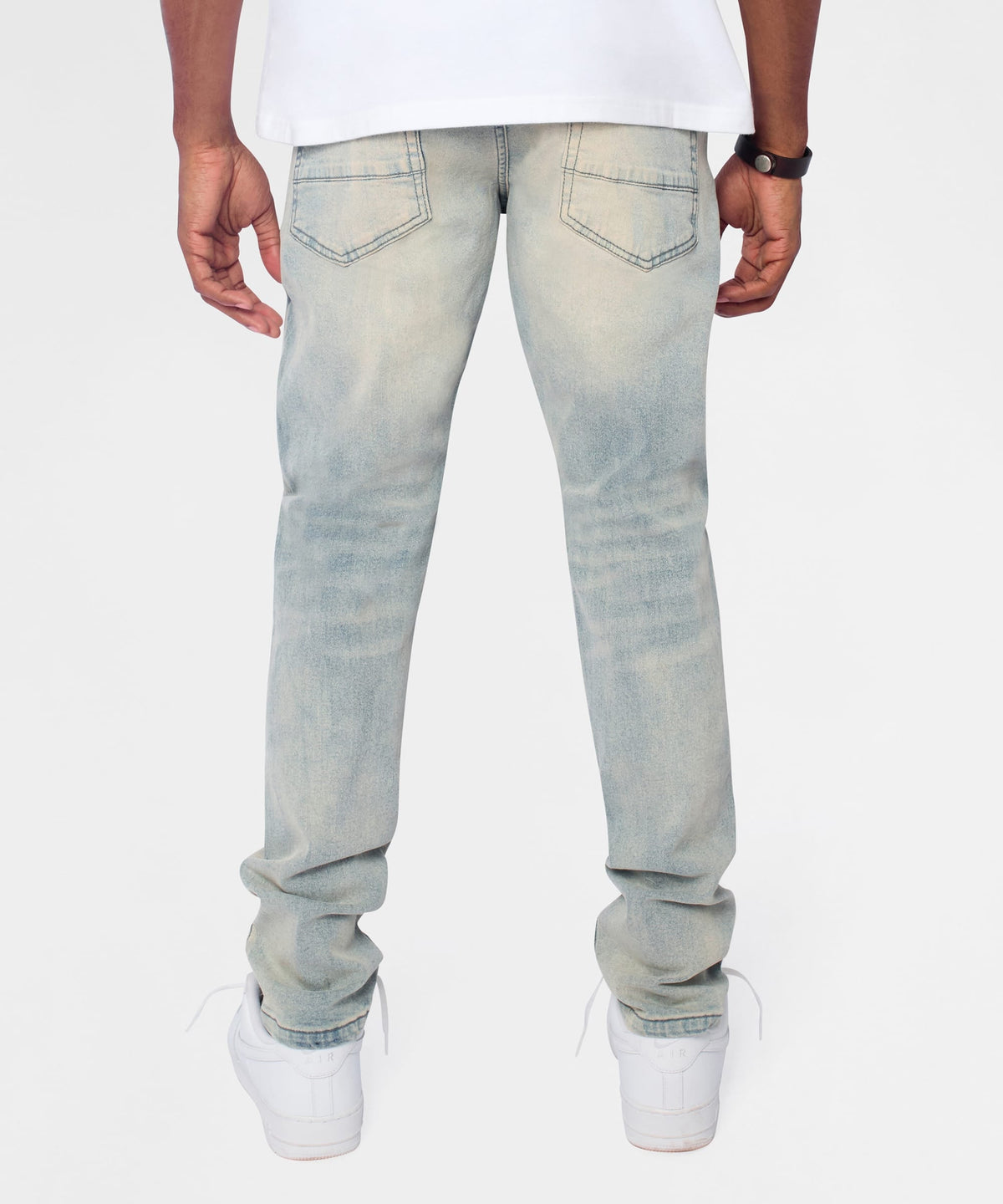 Light Wash Repaired Denim Jeans - Blue | Reason Clothing Smart Buy
