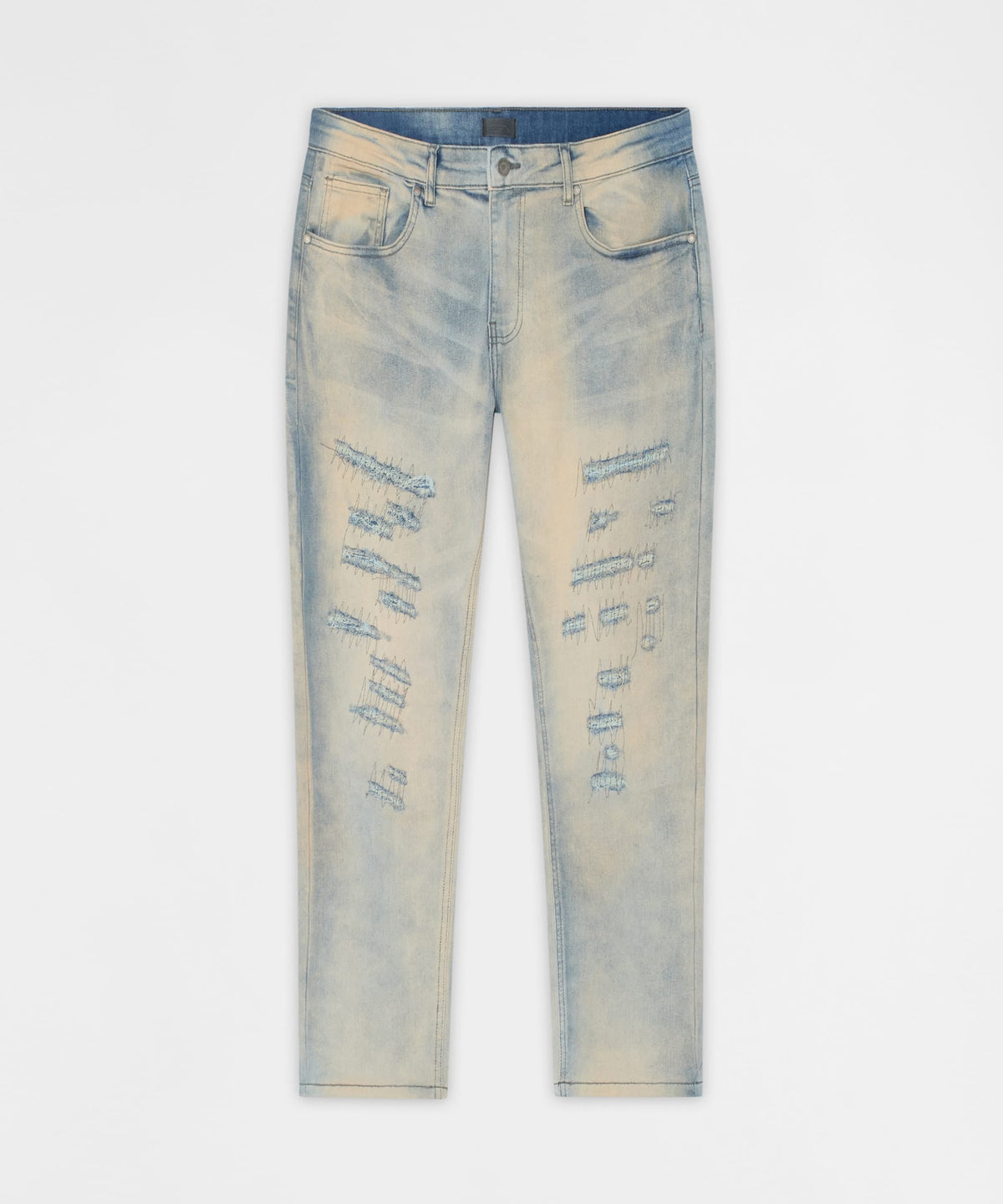 Light Wash Repaired Denim Jeans - Blue | Reason Clothing Smart Buy