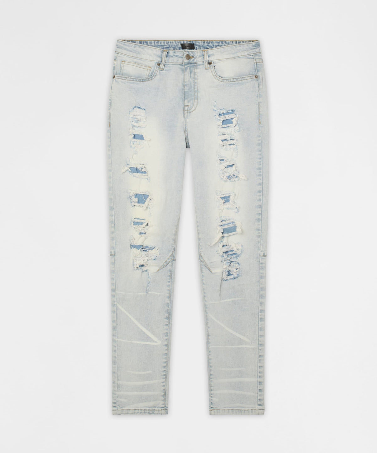 Fracture Distressed Skinny Jeans - Light Blue | Reason Clothing Smart Buy