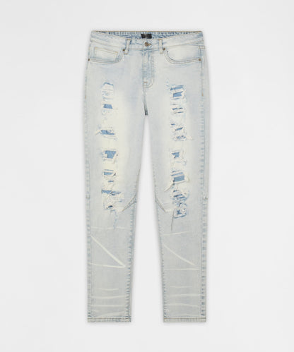Fracture Distressed Skinny Jeans - Light Blue | Reason Clothing Smart Buy