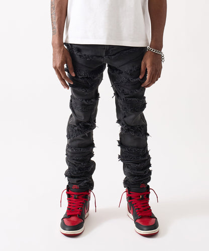 Heavy Distressed Frayed Skinny Jean - Black | Reason Clothing New