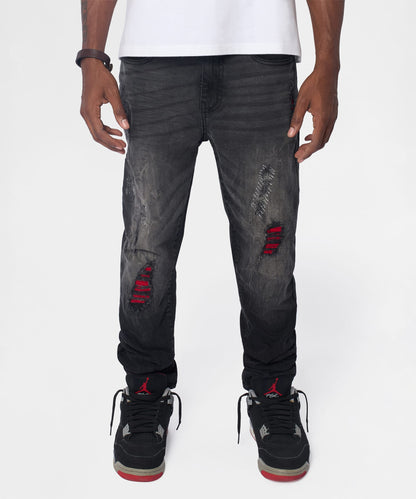 Vice Distressed Skinny Jeans - Washed Black | Reason Clothing Discount