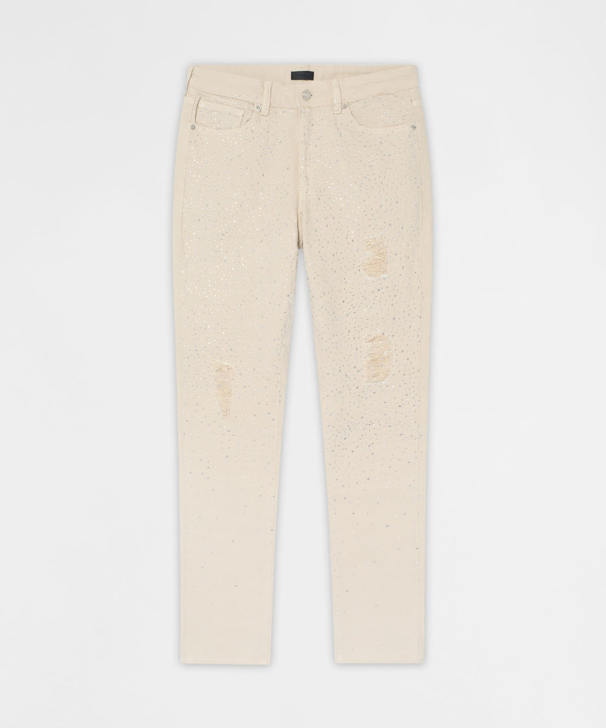 Diamond Dust Rhinestone Skinny Jeans - Cream | Reason Clothing Quality