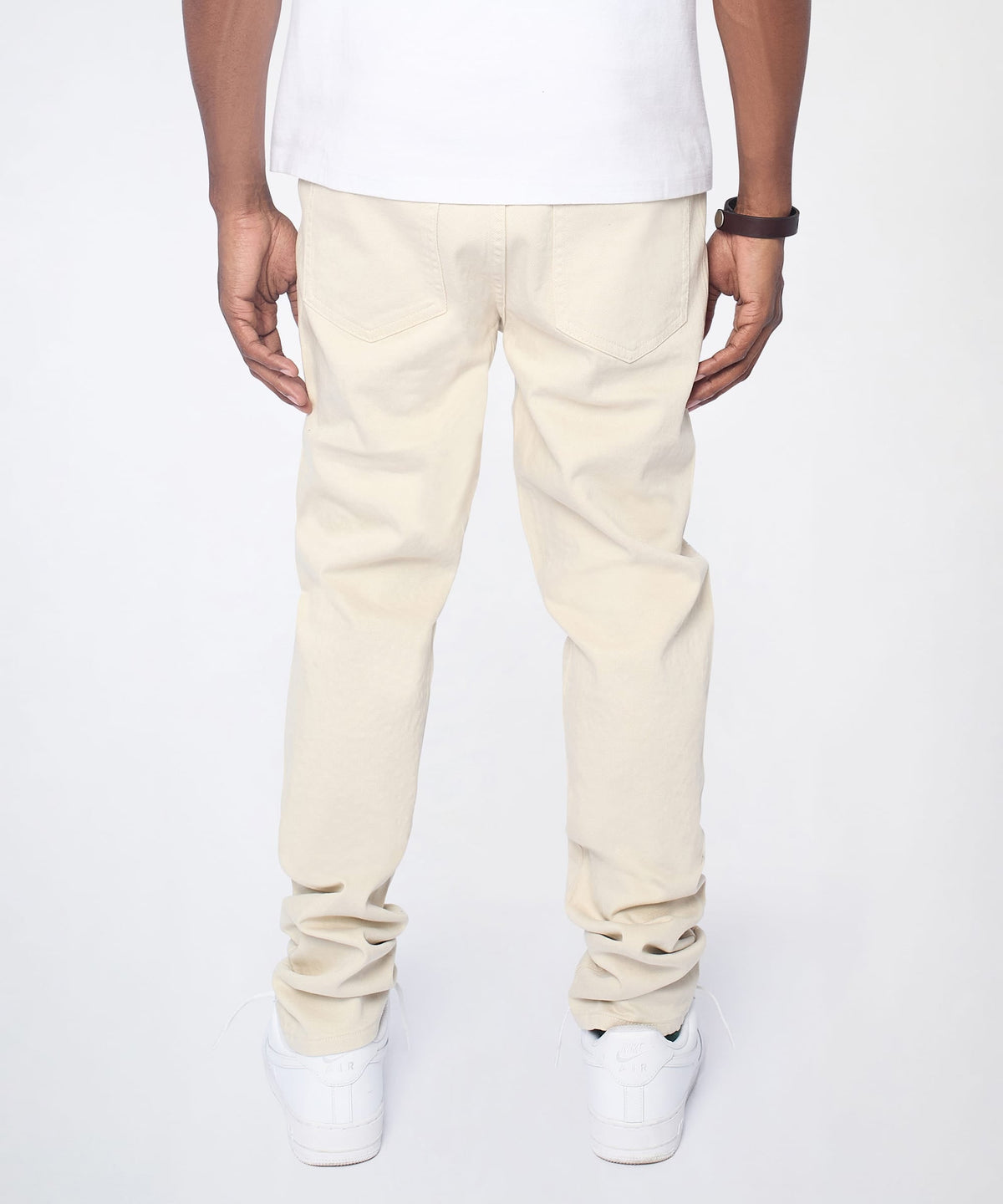 Diamond Dust Rhinestone Skinny Jeans - Cream | Reason Clothing Quality