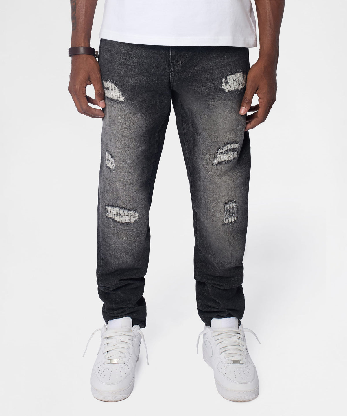 Frosted Distressed Skinny Jeans - Grey | Reason Clothing Premium