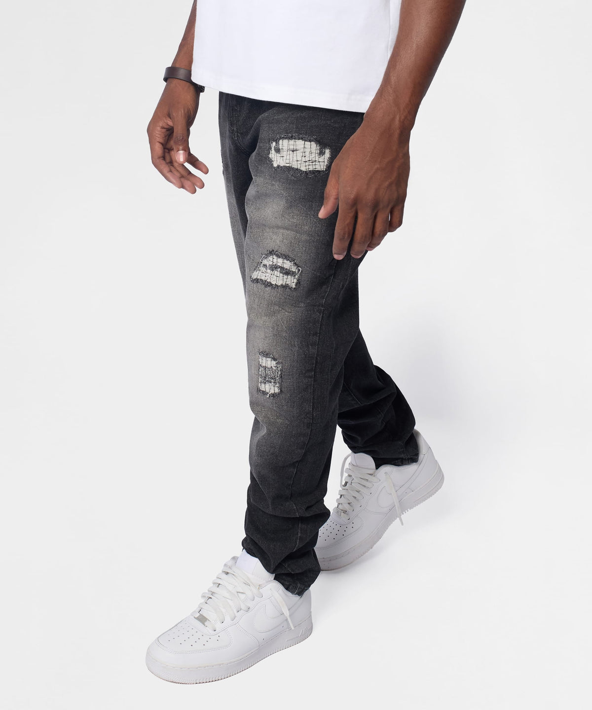 Frosted Distressed Skinny Jeans - Grey | Reason Clothing Premium