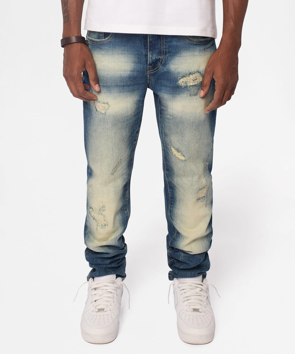 Worn Wash Skinny Jeans - Dark Blue | Reason Clothing Great Value