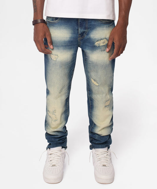 Worn Wash Skinny Jeans - Dark Blue | Reason Clothing Great Value