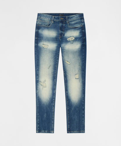 Worn Wash Skinny Jeans - Dark Blue | Reason Clothing Great Value