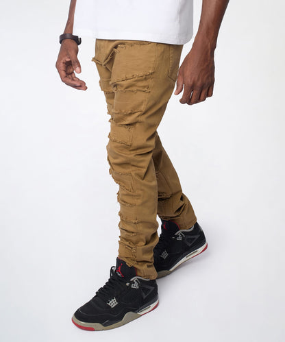 Heavy Distressed Frayed Skinny Jean - Khaki | Reason Clothing Top Pick