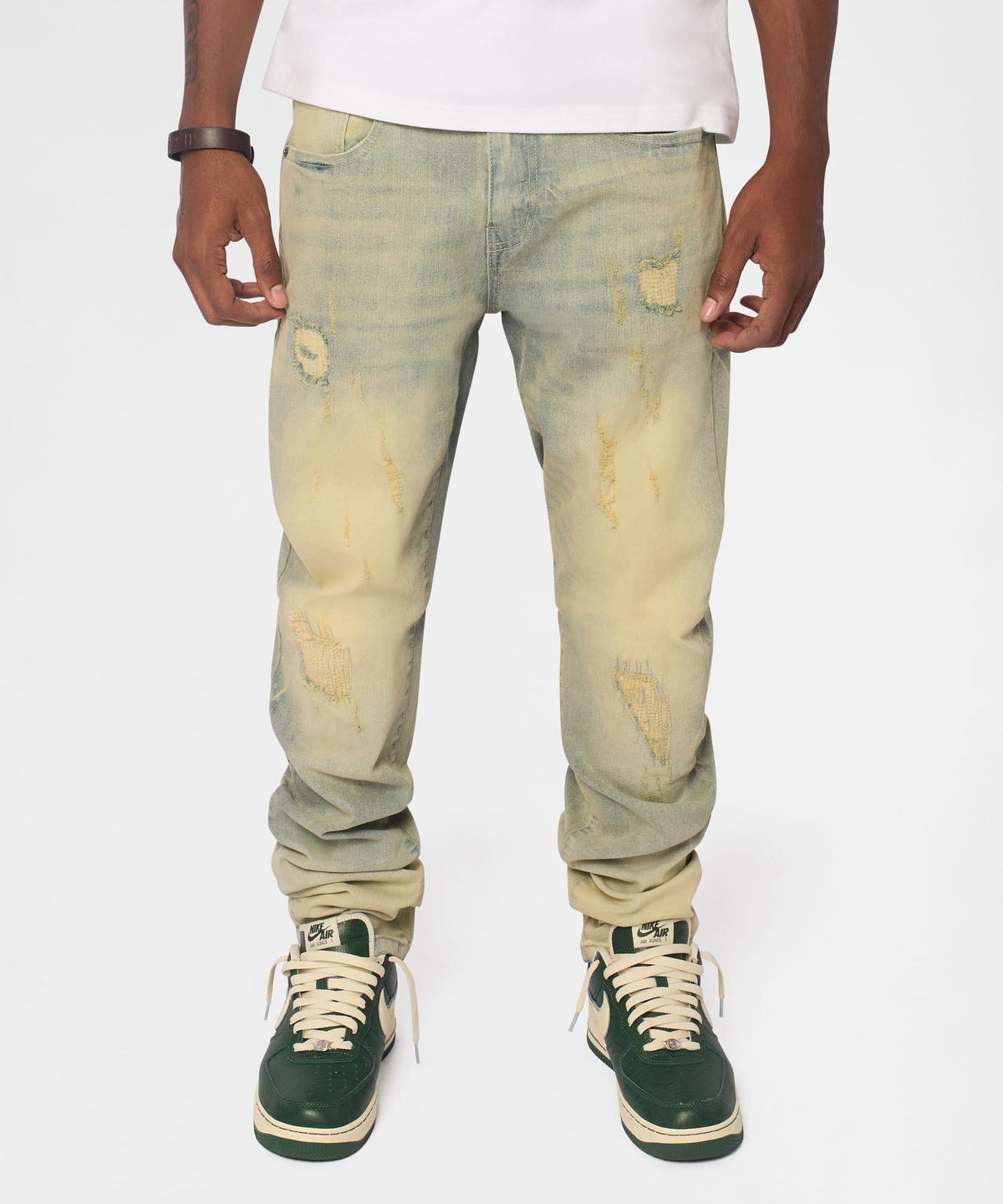 Weekender Distressed Skinny Jeans - Medium Indigo | Reason Clothing Premium