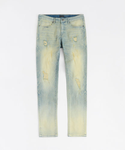 Weekender Distressed Skinny Jeans - Medium Indigo | Reason Clothing Premium