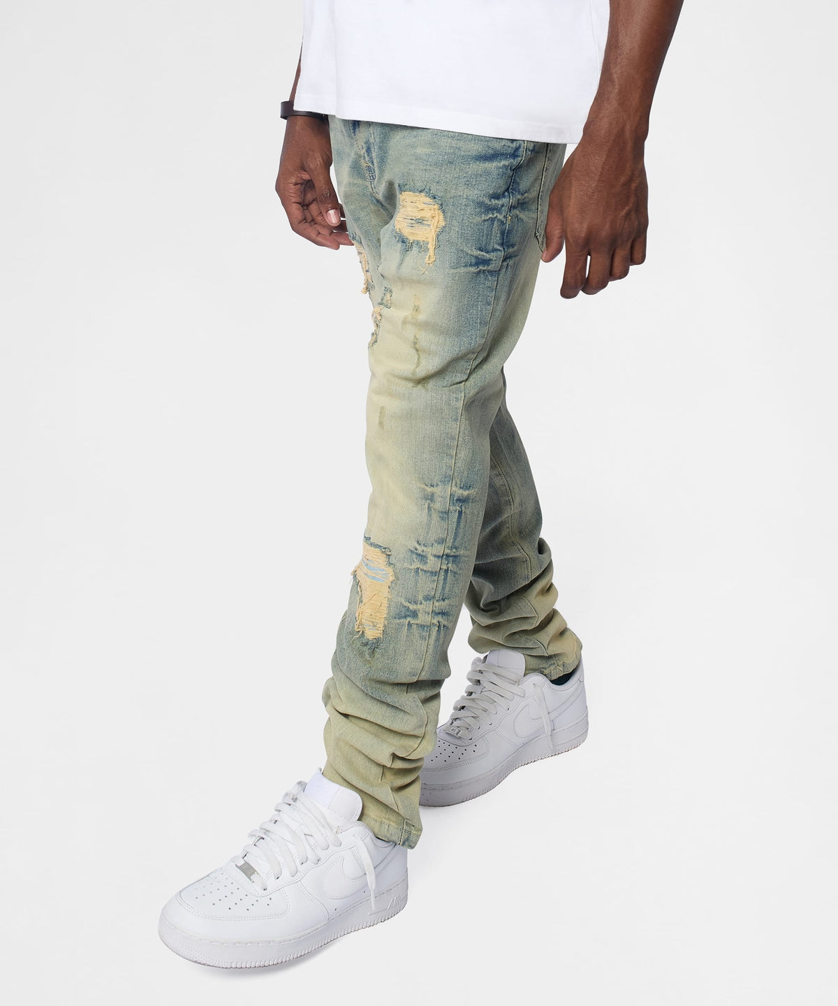 Weekender Distressed Skinny Jeans - Medium Indigo | Reason Clothing Premium
