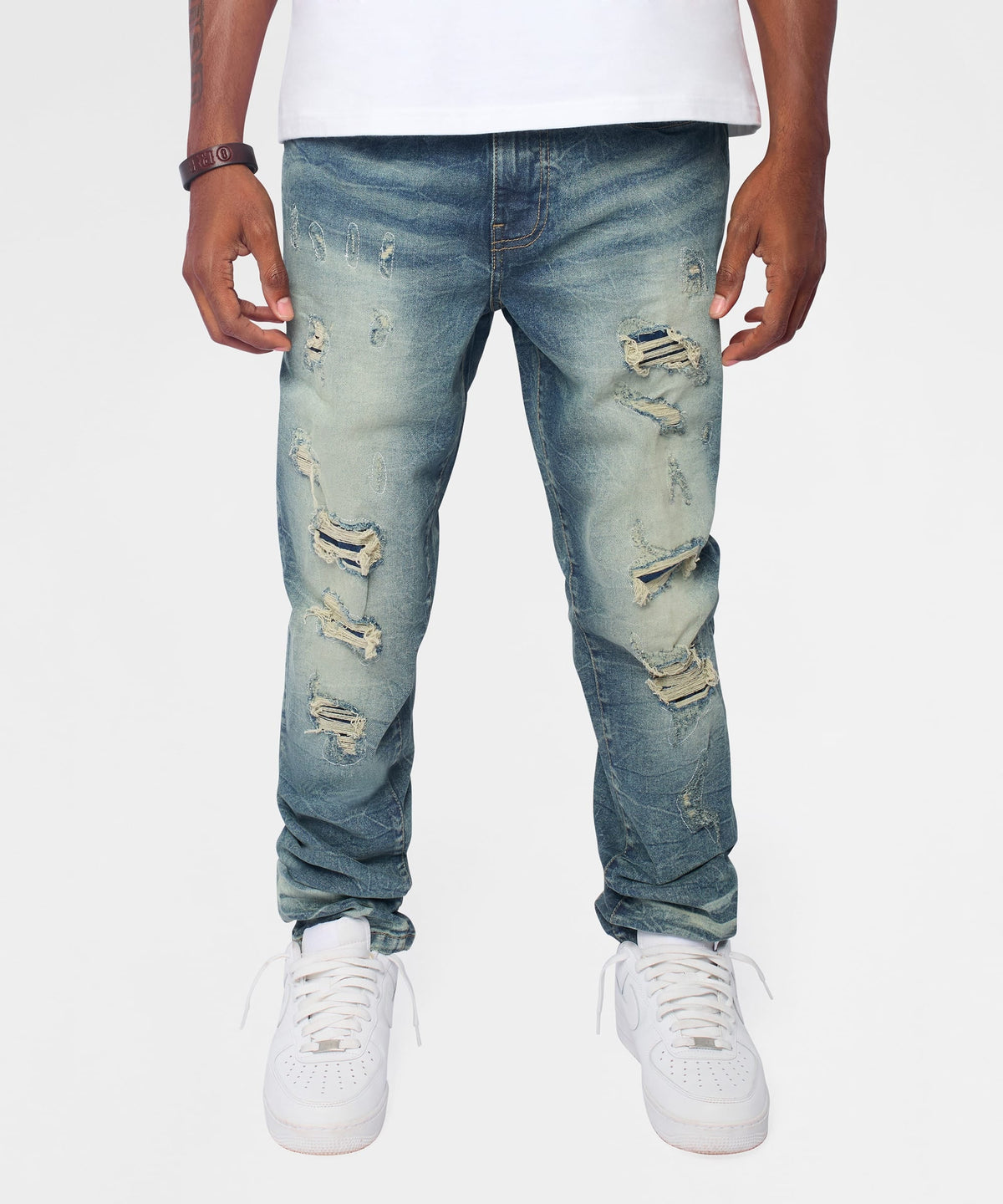 Breakaway Distressed Skinny Jeans - Blue | Reason Clothing Everyday