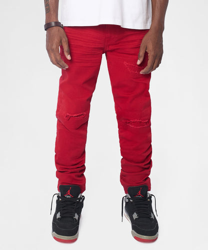 Classic Denim Ripped Skinny Jeans - Red | Reason Clothing Quality